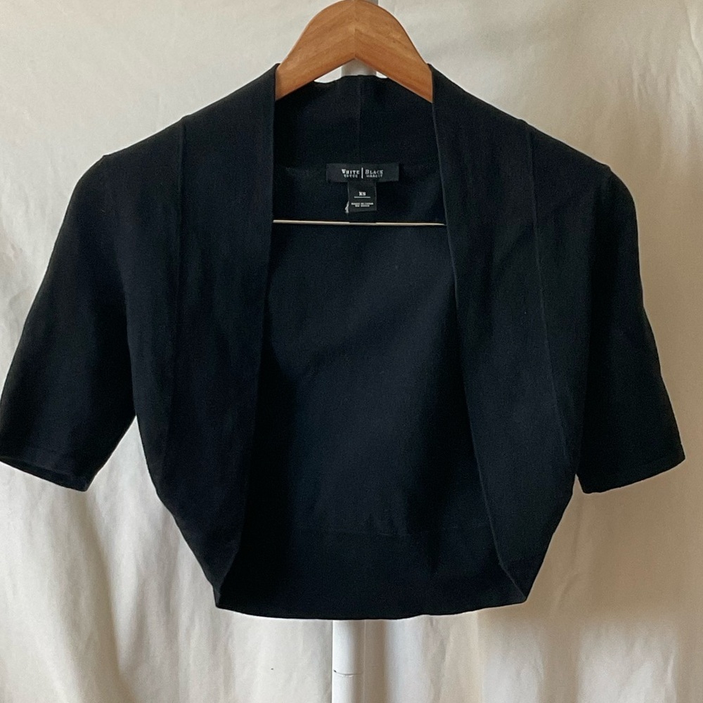 White House Black Market Black Cropped Open-Front Bolero